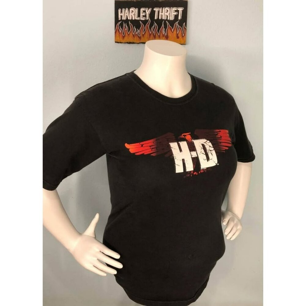 Harley-Davidson Black Tee with Red Wing Design